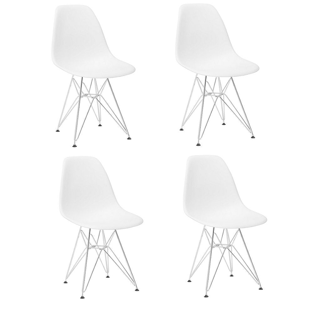 Set of 4 Modern Style Dining Chair, Shell Lounge Plastic Chair for Kitchen, Dining, Bedroom, Living Room Mid-Century Modern Side Chairs with Wooden Walnut Legs