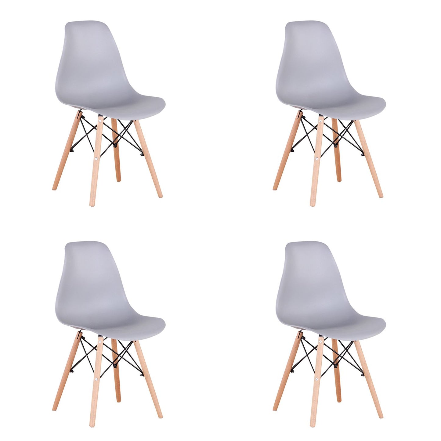 Set of 4 Modern Style Dining Chair, Shell Lounge Plastic Chair for Kitchen, Dining, Bedroom, Living Room Mid-Century Modern Side Chairs with Wooden Walnut Legs