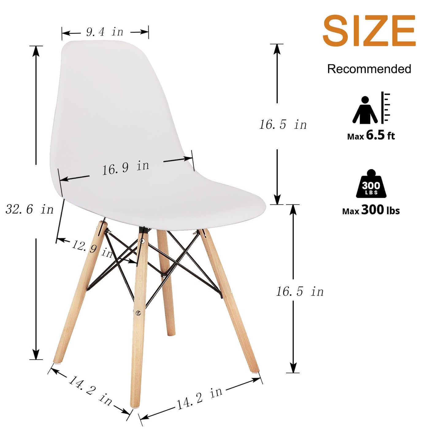 Set of 4 Modern Style Dining Chair, Shell Lounge Plastic Chair for Kitchen, Dining, Bedroom, Living Room Mid-Century Modern Side Chairs with Wooden Walnut Legs