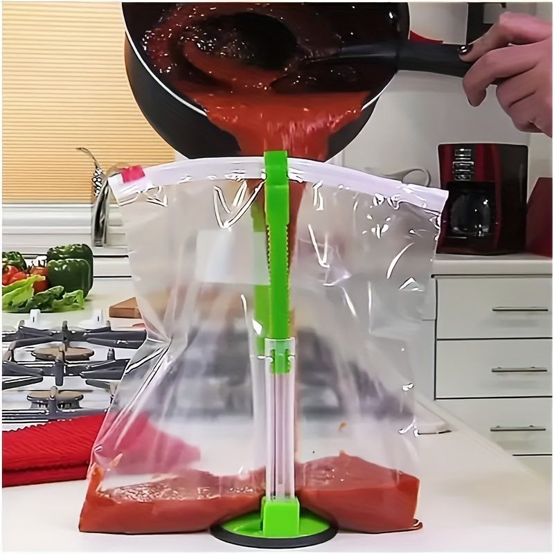 Bag Holder For Plastic Bags, Sandwich Holder, Food Storage Bags Clip, Best Opener For Freezer & Storage Baggie, Ideal Plastic Kitchen Gadget, No Hassle Cooking Solutions For A Clean Pour